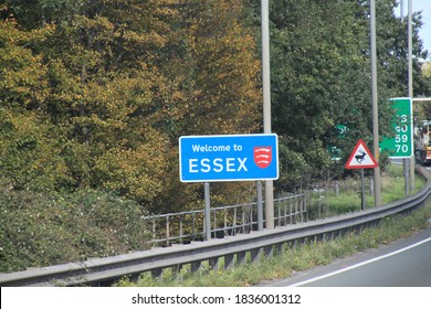 Welcome To Essex Town Sign, Road To East Anglia, England, UK