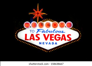 Welcome To Fabulous Las Vegas Sign At Night