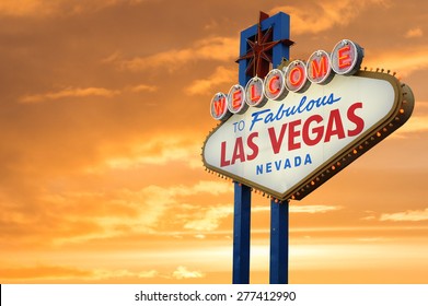 Welcome to Fabulous Las Vegas Sign At Sunset