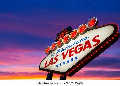 Welcome to Fabulous Las Vegas Sign At Sunset