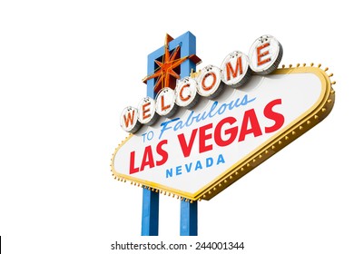 Welcome to Las Vegas Neon Light Sign Isolated on White with Clipping Path