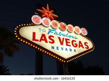 Welcome To Las Vegas Neon Sign At Night
