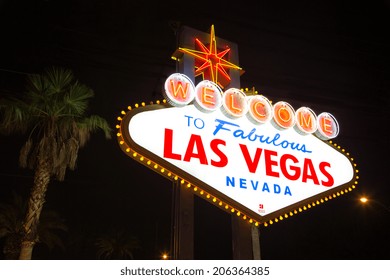 Welcome To Las Vegas Neon Sign At Night