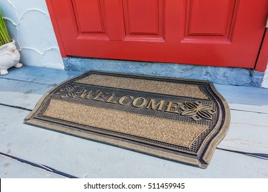 Welcome mat outside the front door