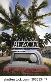 Welcome To Miami Beach Road Sign