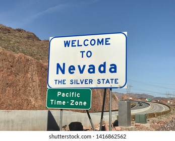 Welcome To Nevada The Silver State Pacific Time Zone Road Sign