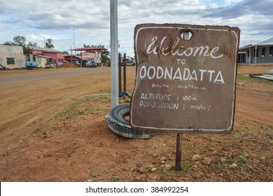 Welcome to Oodnadatta sign in the outback of South Australia