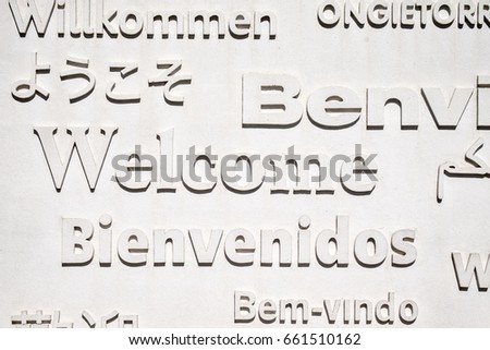 Welcome poster in different languages