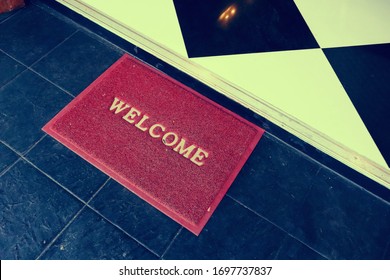 Welcome Red Mat Outside The Of Door.