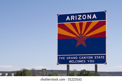 A Welcome Sign At The Arizona State Line