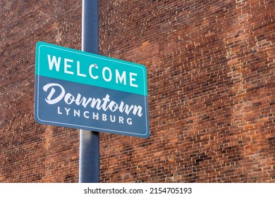 Welcome sign for Downtown Lynchburg, Virginia