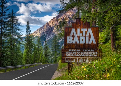 Welcome Sign At The Entrance To Alta Badia