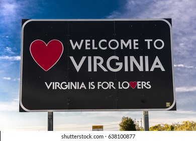 Welcome sign, entrance to the state of Virgina, "Virginia is for Lovers" - October 26, 2016