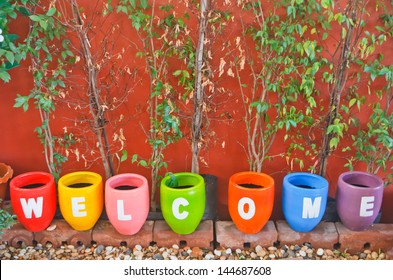 Welcome Sign Flower Pot Stock Photo 144687608 | Shutterstock