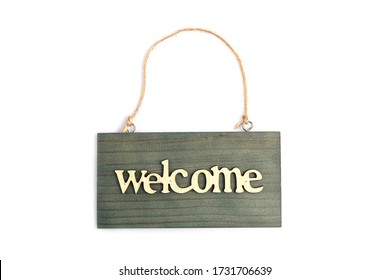 Welcome sign isolated on white background - Powered by Shutterstock