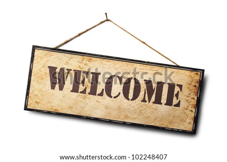 Welcome sign isolated on white.