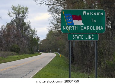 A welcome sign at the North Carolina state line