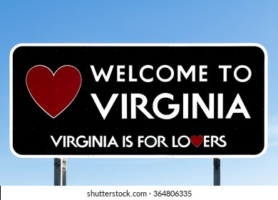 Welcome sign for Virginia state