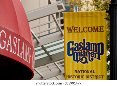 Welcome Signs In Gaslamp Quarter, San Diego