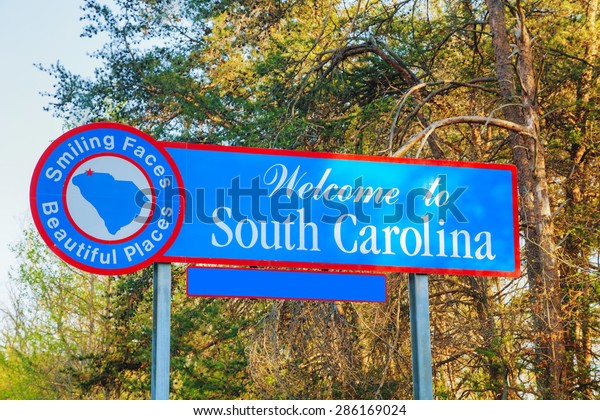 Welcome South Carolina Sign State Border Stock Photo (Edit Now) 286169024