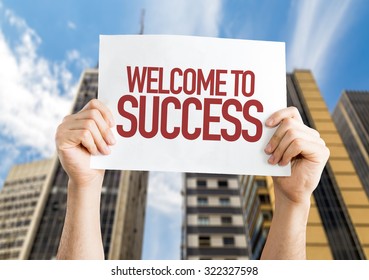 Welcome Success Placard Cityscape Background Stock Photo 322327598 ...