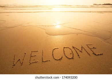 Welcome, Texture On The Beach Sand.