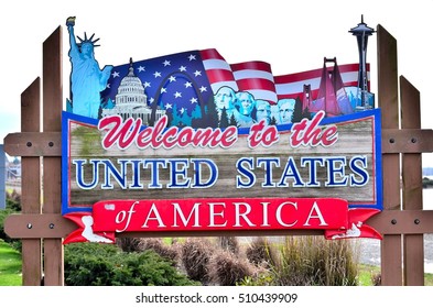 Welcome To The United States Of America Sign