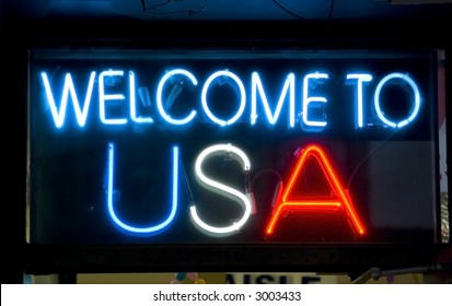 Welcome to USA neon sign