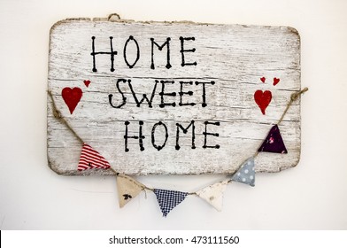 welcome wood sign home sweet home on white background