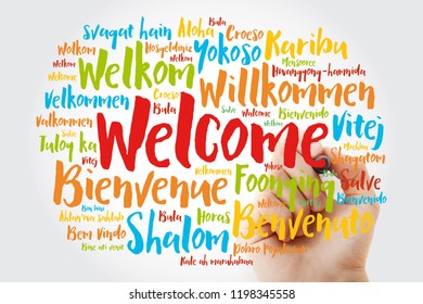 Welcome Word Cloud Different Languages Marker Stock Photo 1198345558 ...