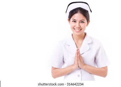 welcoming asian nurse
