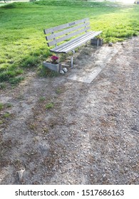 A Welcoming Flower-adorned Bench Facing The Open Pacific Ocean On Bright Serene Spring Day