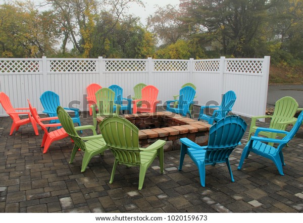 Welcoming Scene Colorful Beach Chairs Gathered Stock Photo Edit