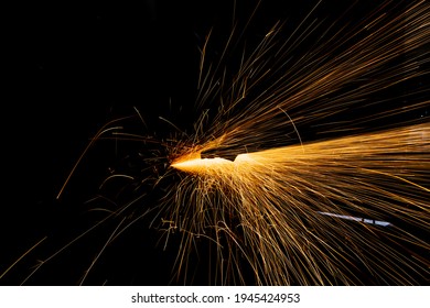 Weld Sparks Isolated On Black Background.