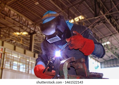 Welder Profesional In Protective Close Up