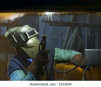 Welder Under Ship Smokey