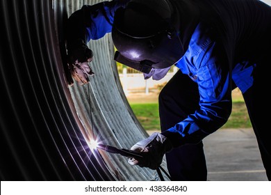 Welder Welding Stainless Steel With Gas Tungsten Arc Welding Process