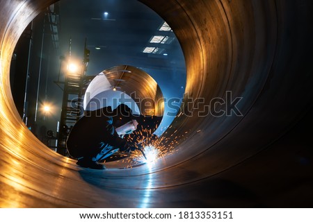 The welder is welding steel plates ストックフォト © 