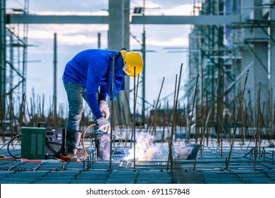 Welder Welding Worker In The Construction Site