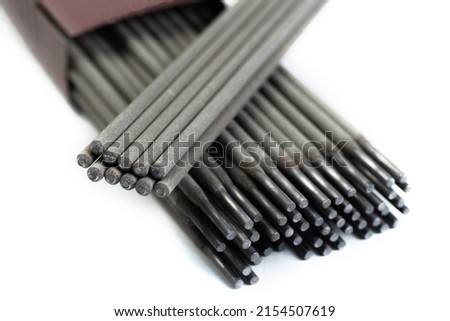 Welding electrodes close up isolated on white background