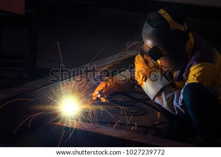 Welding joint frame matel from worker for factory construction repair process this immage can use for Metal, production, job, industrial and industry concept