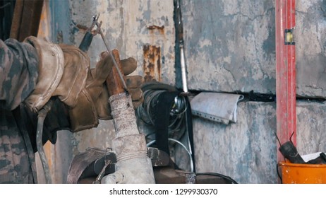 Welding Joints On The Copper Pipe. Frame. Close-up