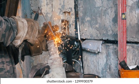 Welding Joints On The Copper Pipe. Frame. Close-up