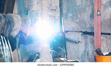 Welding Joints On The Copper Pipe. Frame. Close-up