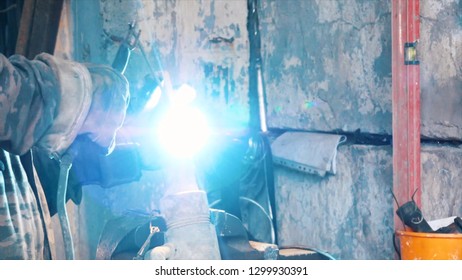 Welding Joints On The Copper Pipe. Frame. Close-up