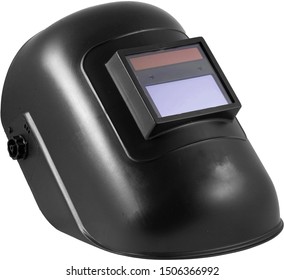 welding mask with chameleon glass isolated white background.