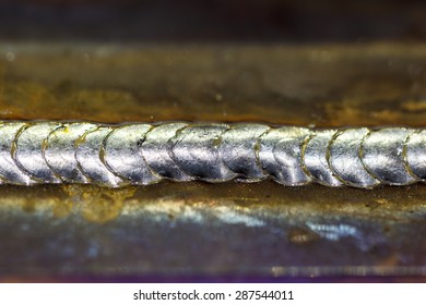 welding seam onto steel sheet metal Industrial steel welder in factory