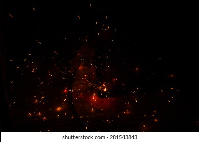 Welding Steel With Sparks Lighting