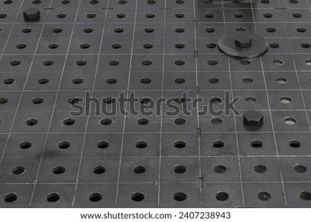 a welding table, background close-up