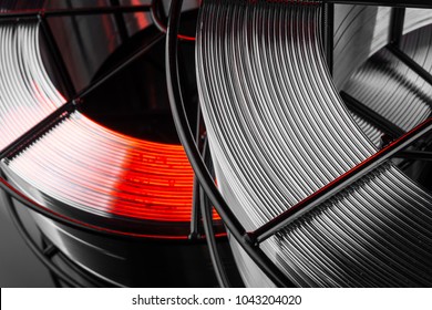 welding wire, stainless steel, on a black background